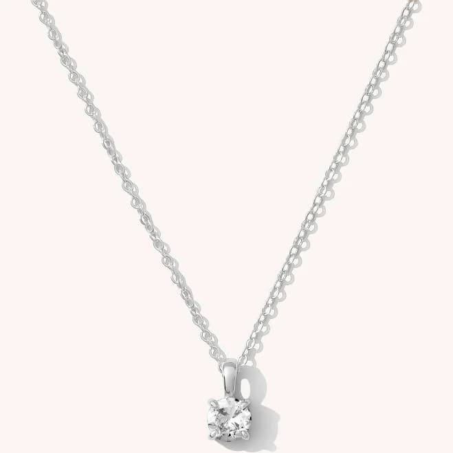 Sterling Silver Hanging Solitaire Necklace