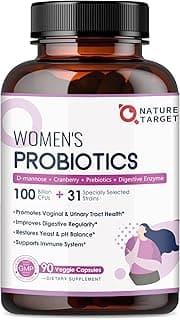 Probiotics for Women, 100 Billion CFUs Probiotic with Digestive Enzymes & Prebiotics, Vaginal Probiotics with Cranberry for Urinary Tract Health, pH Balance, 90 Veggie Capsules