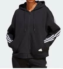 Adidas Black Hoodie with White Stripes