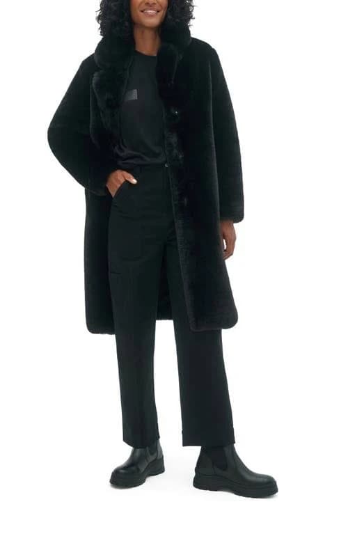 Noize Savannah Women's Faux Fur Longline Coat