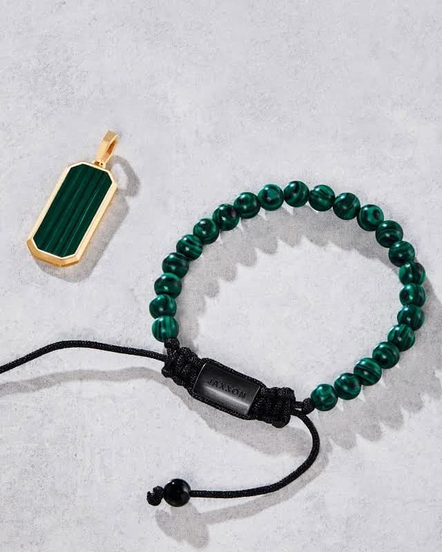 JAXXON Men's 14K Gold Malachite Beverly Chain Necklace