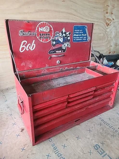 VTG Snap-On Flip Top 9-Drawer Tool Box Chest Socket Wrenches | VTG KRA-58B | Red | Steel | Aftermarket Branded | Cabinet Top | United States
