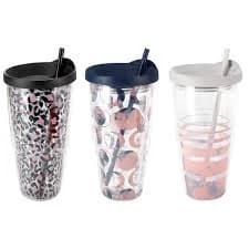 Double Wall Color Tumbler With Straw