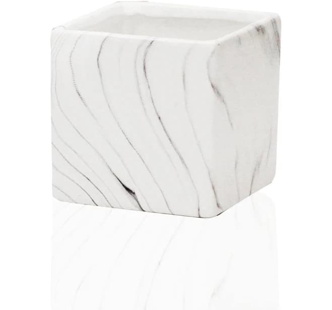 Galore Home Black and White Marble Collection Square Indoor Pot