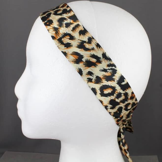 Cheetah Leopard Print Long Tie Wrap Fabric Headband Head Scarf Brown