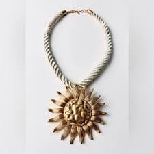 Zara | Jewelry | Zara Gold And Cream Sunburst Pendant Necklace | Poshmark