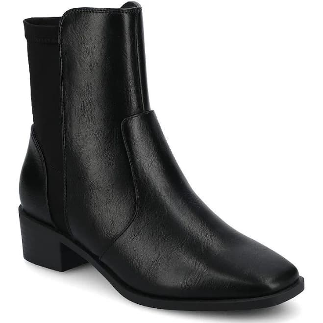 Journee Renna Women's Pointed Toe Block Heel Chelsea Ankle Boots In Regular & Wide Width, Size: 6 Wide, Black