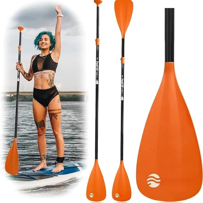 Paddles, Adjustable SUP Paddle Board Paddle - Lightweight 4-Section Kayak Paddle with Locking Mechanism, White/Black Floating Alloy Shaft & Durable