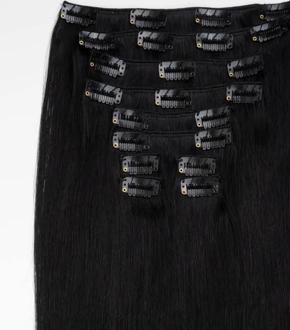 Donna Bella Clip-In Hair Extensions, Straight, Ready to Wear, 14", 100% Human, 70% Remy Hair,