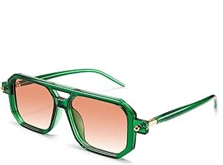 Retro Aviator Sunglasses for Women Men - Trendy Square Sun Glasses