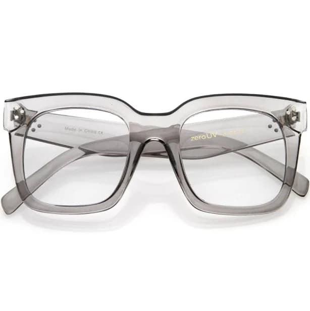 Bold Oversize Square Horn Rimmed Flat Lens Clear Glasses