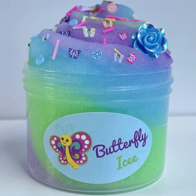 Butterfly Icee Slime: Passion Fruit Guava Scented, Flower Charm