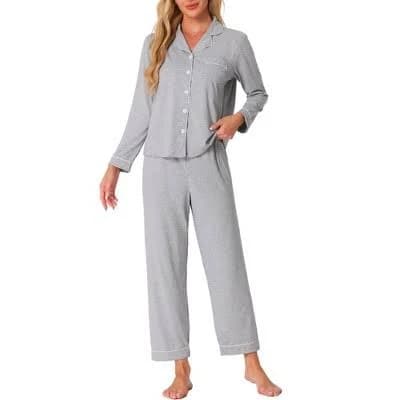 Women's Casual Long Sleeve Button Down Pajamas