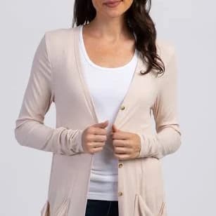Cream Button Front Knit Cardigan