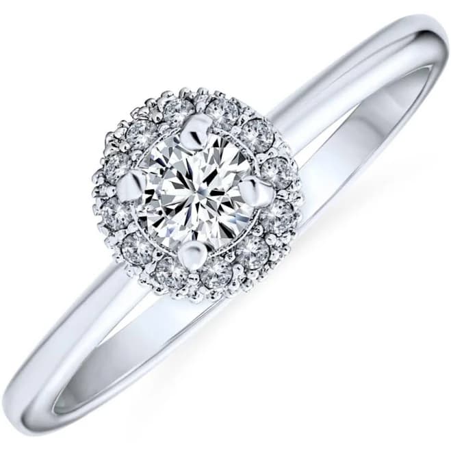 bling jewelry Classic Cubic Zirconia Cz Halo Round Solitaire Promise Ring Sterling Silver