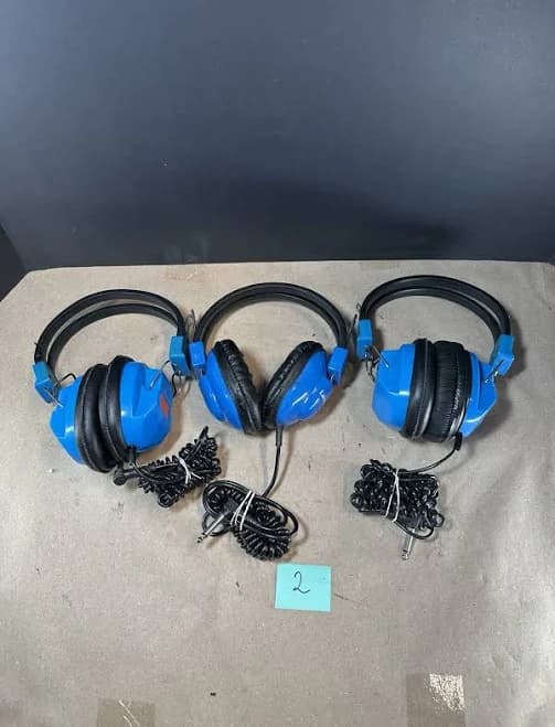 Lot-3 Lakeshore Black & Blue Over The Ear Padded Headphones Dual Ear,