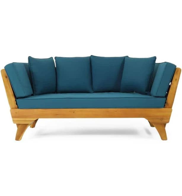 Misopily Wood Outdoor Day Bed with Water-Resistant Cushions