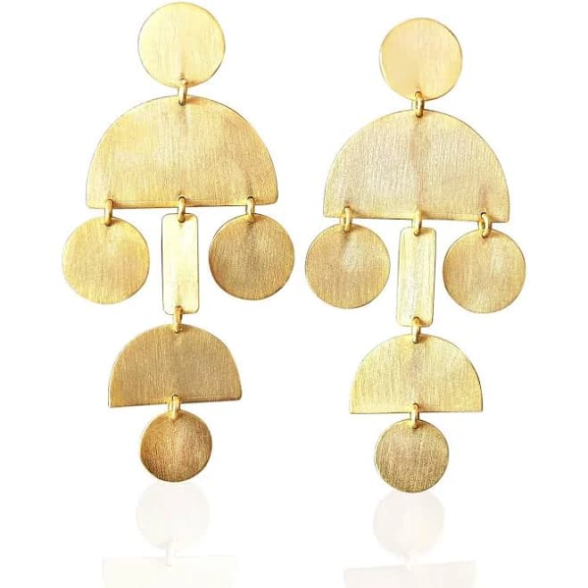 18K Gold Plated Brass Dangle Earrings