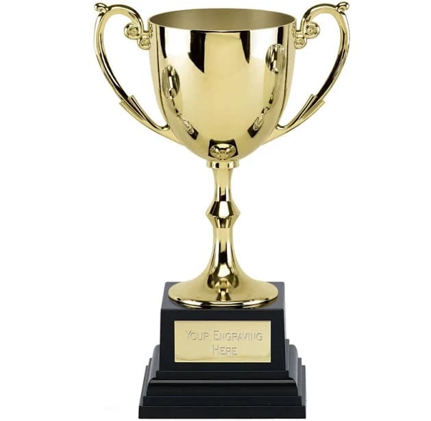 7 Inch Gold Finish Cup on Heavyweight Base Recognition Trophy Cup