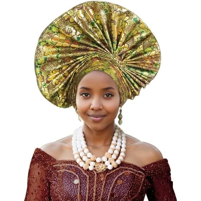 African Auto Gele Headtie Nigeria Women's Head Wrap Wedding Party