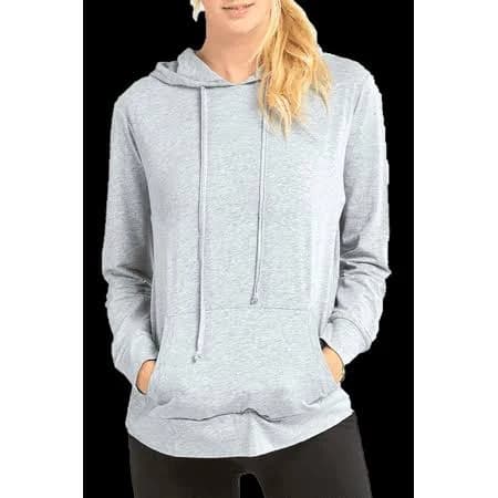 Couver Women's Lightweight Cotton Single Jersey Pullover Hoodie