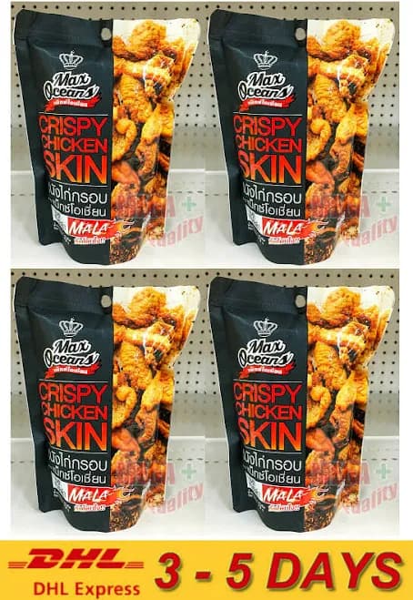 4 X 30g Crispy Chicken Fried Skin Pepper Spicy Snack Papaya Salad Beer
