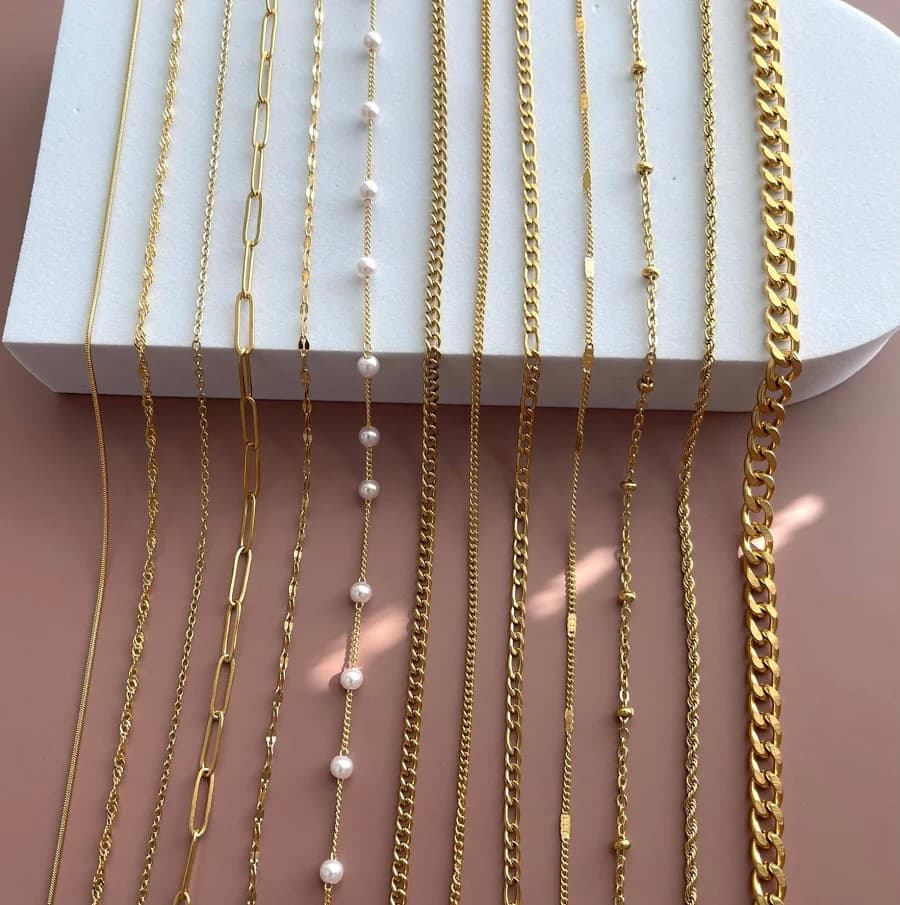 Gold Filled Beaded Herringbone Chain Necklace