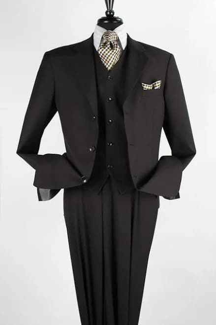 Men's Classic Fit 3 Button Vested Single Pleated Pant Suit