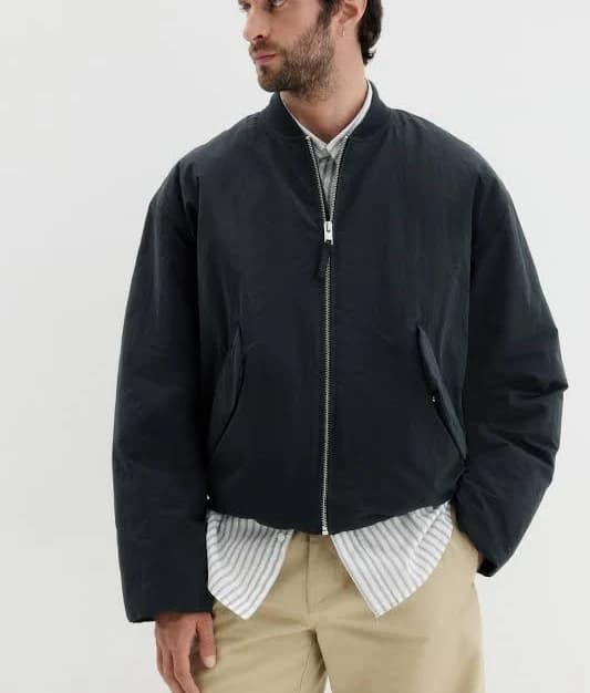 H&M Men's Loose-Fit Nylon Bomber Jacket