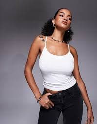 River Island scoop neck cami top in white | ASOS
