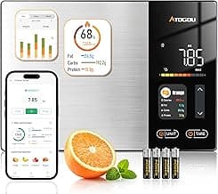 Atogou Smart Food Kitchen Scale with Nutrition Calculator, Color Display & Free App, Precise Portion Control, Calorie & Macro Tracking for Weight Loss & Meal Prep Black