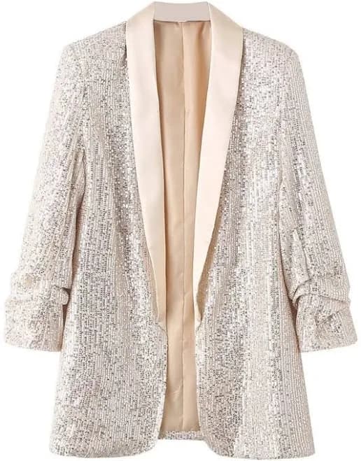Zapaka Women's Sparkly Sequin Blazer