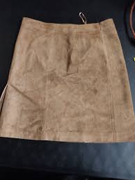 Ann Taylor Loft Tan 100% Suede Leather Back Zip Knee Length Skirt 8P | eBay