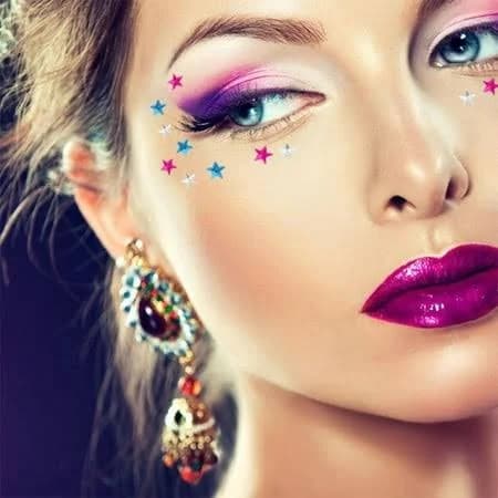 Blue Stars Rhinestone Festival Gems Tattoo 2-Pack