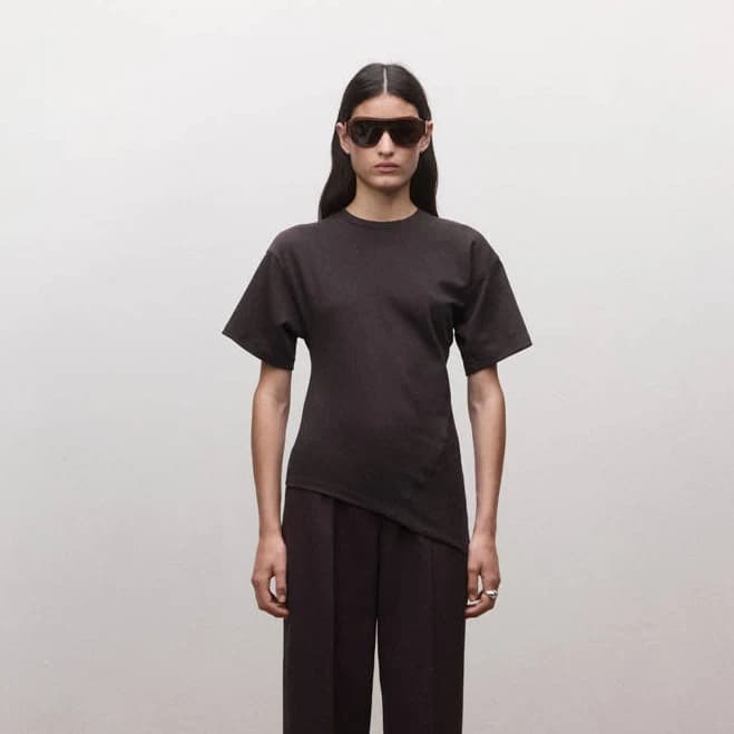 MANGO Women's Fitted Cotton T-Shirt with asymmetrical hem