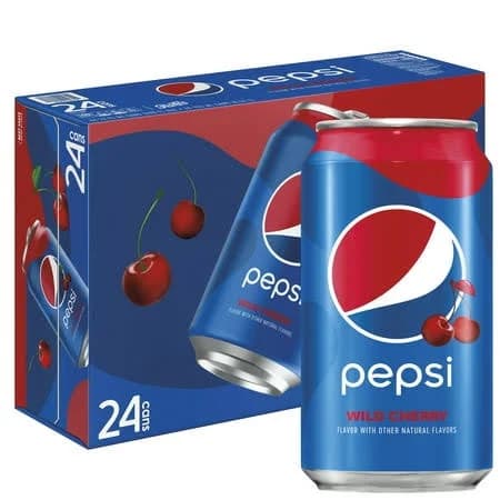 Pepsi Cola Wild Cherry Soda Pop, 12 fl oz 24 Pack Cans