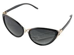 SUNGLASSES - Retro Cat Eye Vintage Black Frame Gold Trim Oversized Women Men
