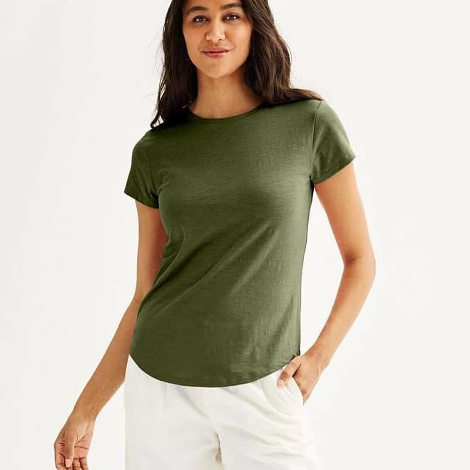 Women's Sonoma Goods For Life Short-Sleeve Crew Tee, Size: XS, Olive Night