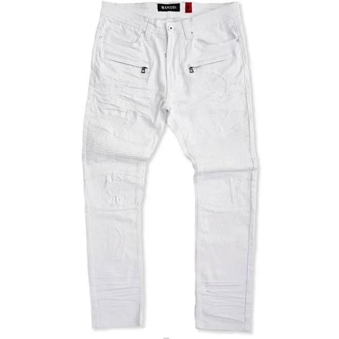 Makobi Prado Biker Jeans with Rip & Repair