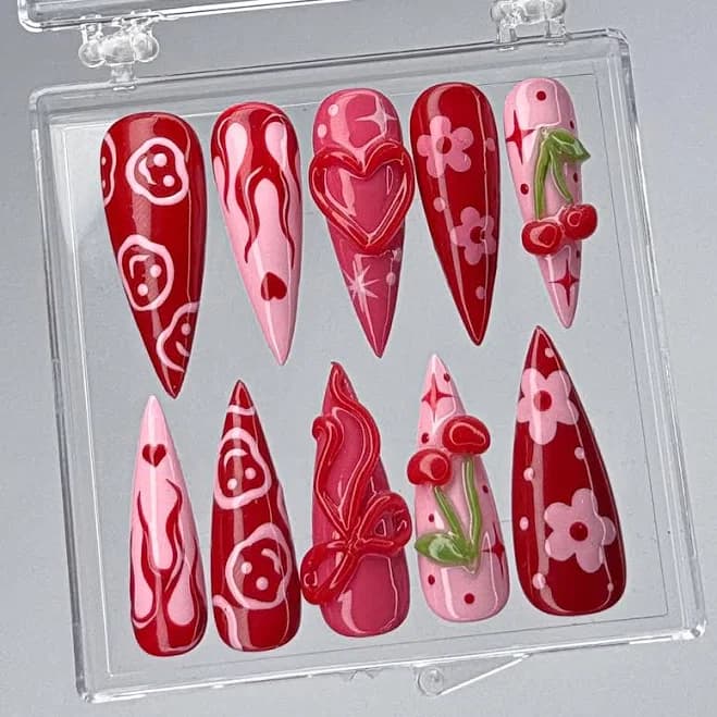 Cherry Blossom Inspired Press On Nails