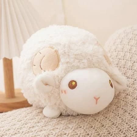 9 inches Adorable White Lamb Sheep Stuffed Animal Plush Toy with Embroidered Eyes, Soft Lamb Pillow Fluffy Cushion for Kids, Babies, Birthday, Easter,