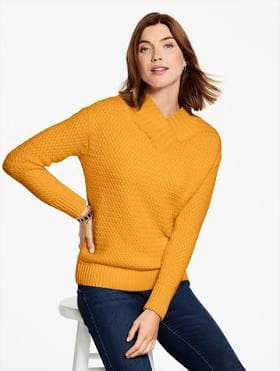 Women's talbots Textured V-Neck Pullover Sweater
