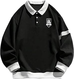Men's Long Sleeve Collared Sweatshirt Graphic Color Block Fall Fashion Preppy Pullover