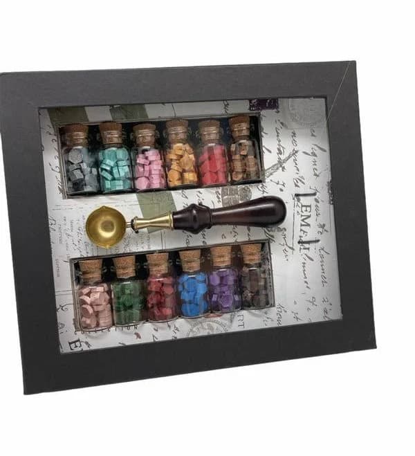 Bead Sealing Wax Starter Kit with Wax Seal Stamp, 12 colors Sealing Wax and Melting Spoon