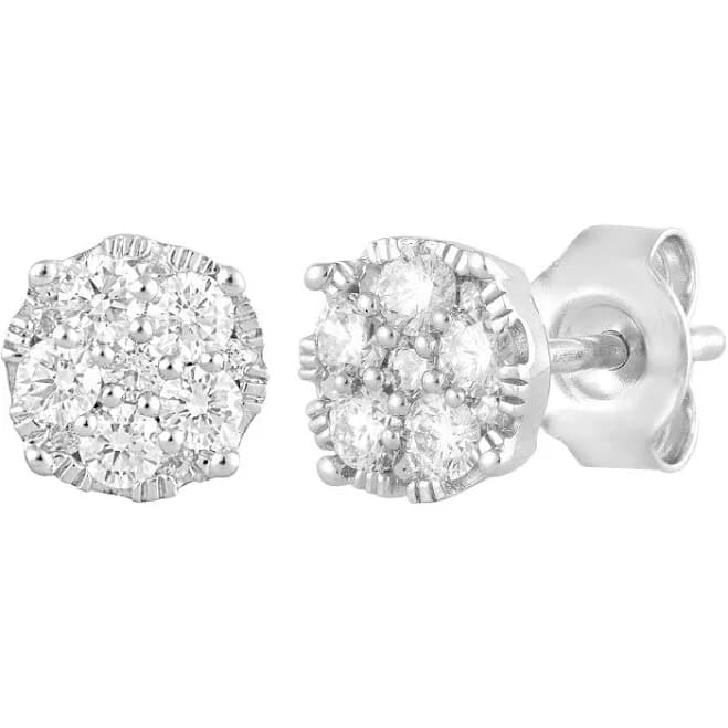 Unique Moments 1/2 Ct Round Lab Grown Diamond Cluster Stud Earring in Silver