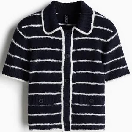 H&M Ladies Short-Sleeved Striped Cardigan