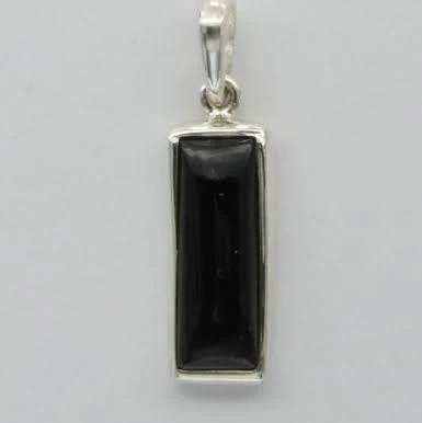 925 Sterling Silver Black Onyx Square Pendant