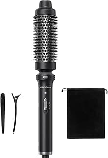Wavytalk Thermal Brush, 1 1/2 inch Heated Round Brush with Detachable Head, Velvet Pouch and Dual Voltage for Travel, Easy to Create Blowout Look, Classic Black