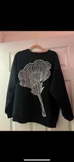 CHRISTOPHER KANE SWEATSHIRT cutwork Grid Flower Floral Sweater Black embroidered
