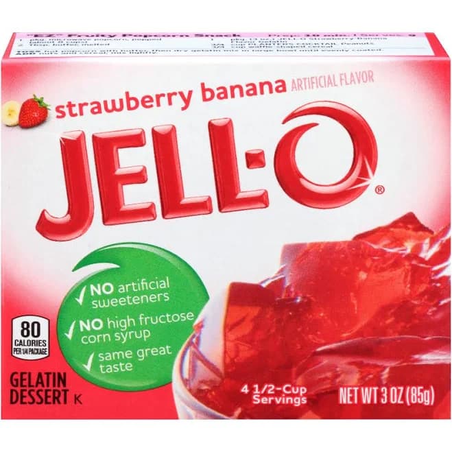 JELL-O Strawberry Banana Gelatin Dessert Mix (3 oz Box)